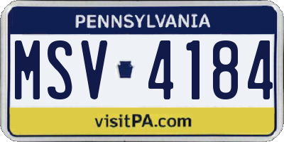 PA license plate MSV4184