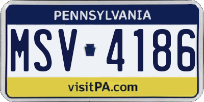 PA license plate MSV4186