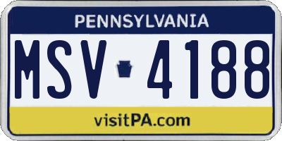 PA license plate MSV4188