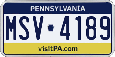 PA license plate MSV4189
