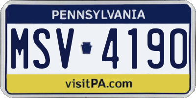 PA license plate MSV4190
