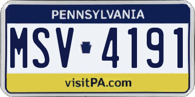 PA license plate MSV4191