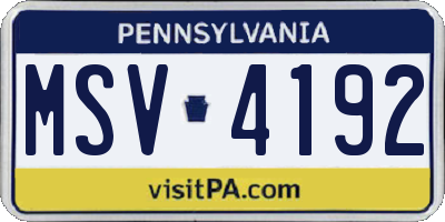 PA license plate MSV4192
