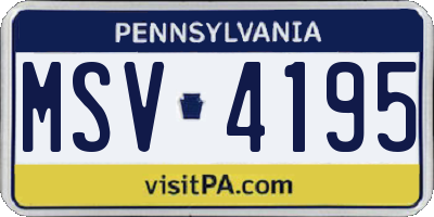PA license plate MSV4195