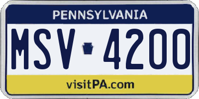 PA license plate MSV4200