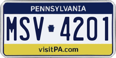 PA license plate MSV4201