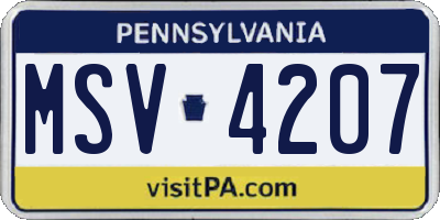 PA license plate MSV4207