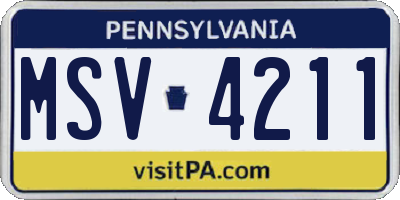 PA license plate MSV4211