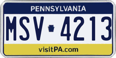PA license plate MSV4213