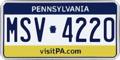 PA license plate MSV4220