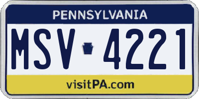 PA license plate MSV4221