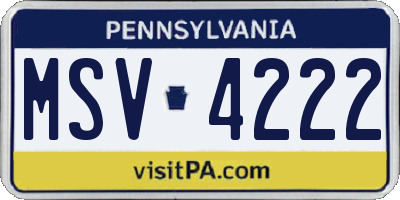 PA license plate MSV4222