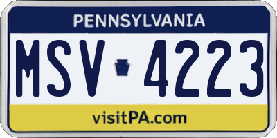 PA license plate MSV4223