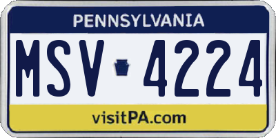 PA license plate MSV4224