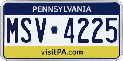 PA license plate MSV4225