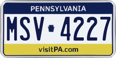 PA license plate MSV4227