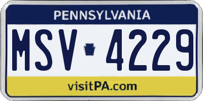PA license plate MSV4229