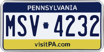 PA license plate MSV4232