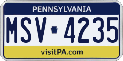 PA license plate MSV4235