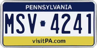PA license plate MSV4241