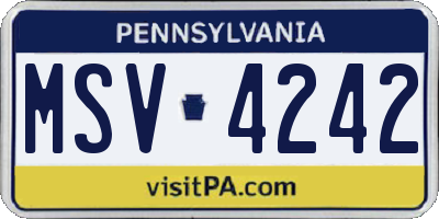 PA license plate MSV4242