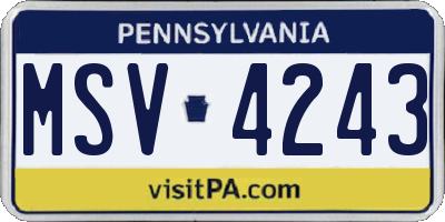 PA license plate MSV4243