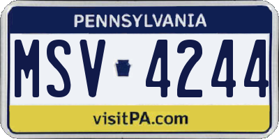 PA license plate MSV4244