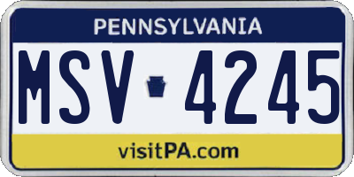 PA license plate MSV4245
