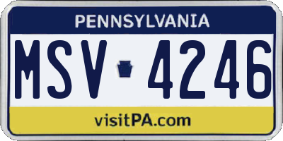 PA license plate MSV4246