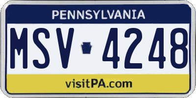 PA license plate MSV4248
