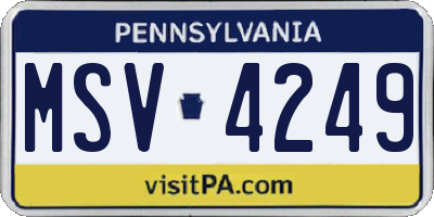 PA license plate MSV4249