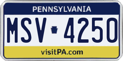 PA license plate MSV4250