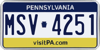 PA license plate MSV4251