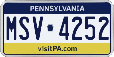 PA license plate MSV4252