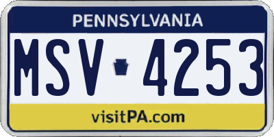 PA license plate MSV4253