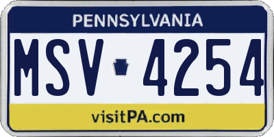 PA license plate MSV4254