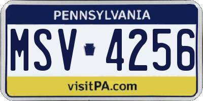 PA license plate MSV4256