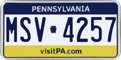 PA license plate MSV4257