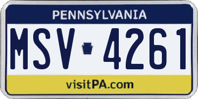 PA license plate MSV4261