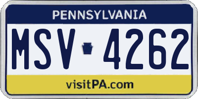 PA license plate MSV4262