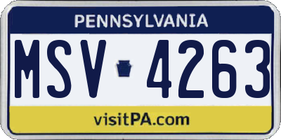 PA license plate MSV4263