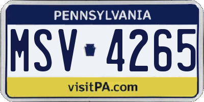 PA license plate MSV4265