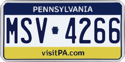 PA license plate MSV4266