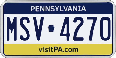 PA license plate MSV4270