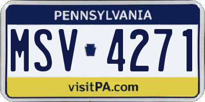 PA license plate MSV4271
