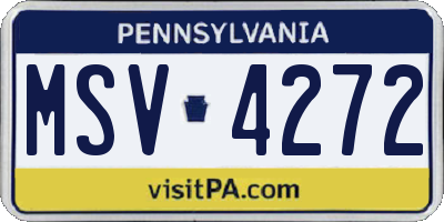 PA license plate MSV4272