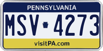 PA license plate MSV4273
