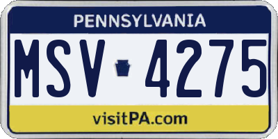 PA license plate MSV4275