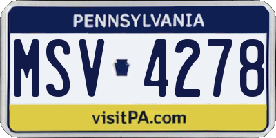 PA license plate MSV4278