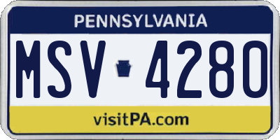 PA license plate MSV4280